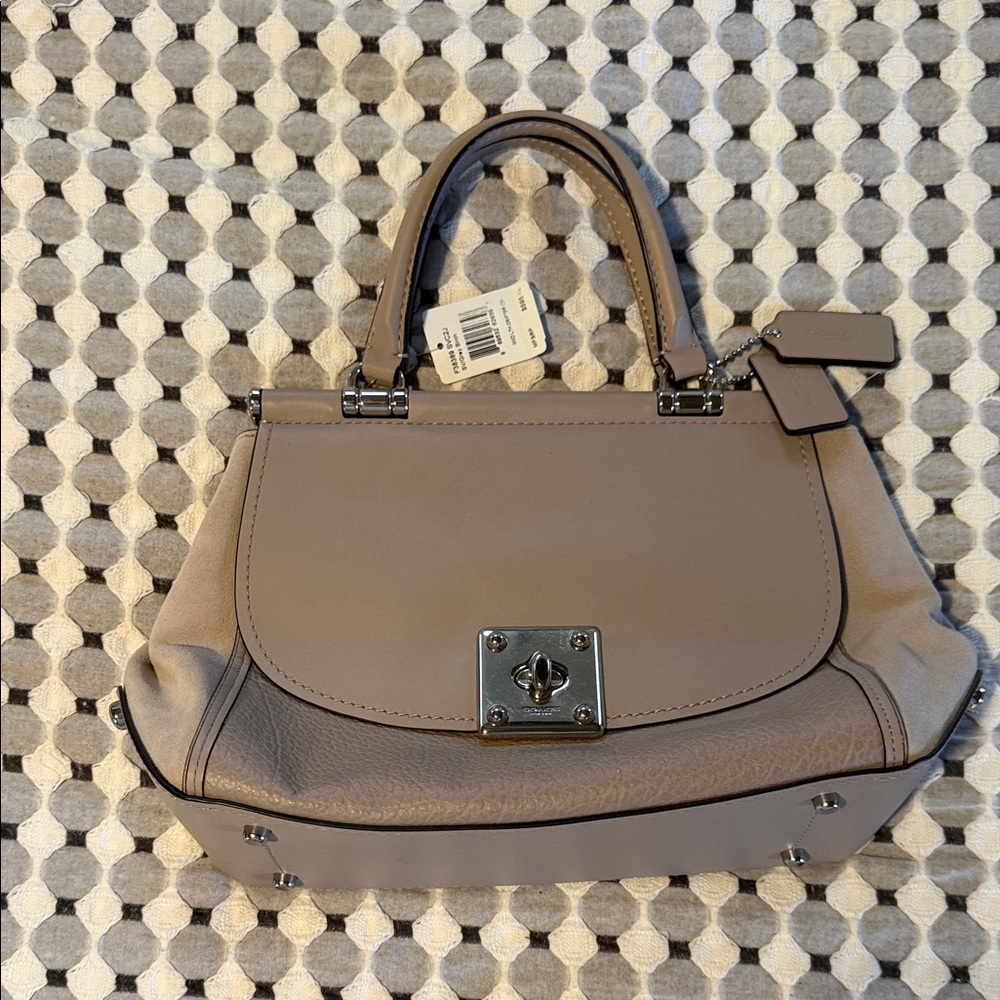 Coach Taupe Leather Satchel with Silver Hardware